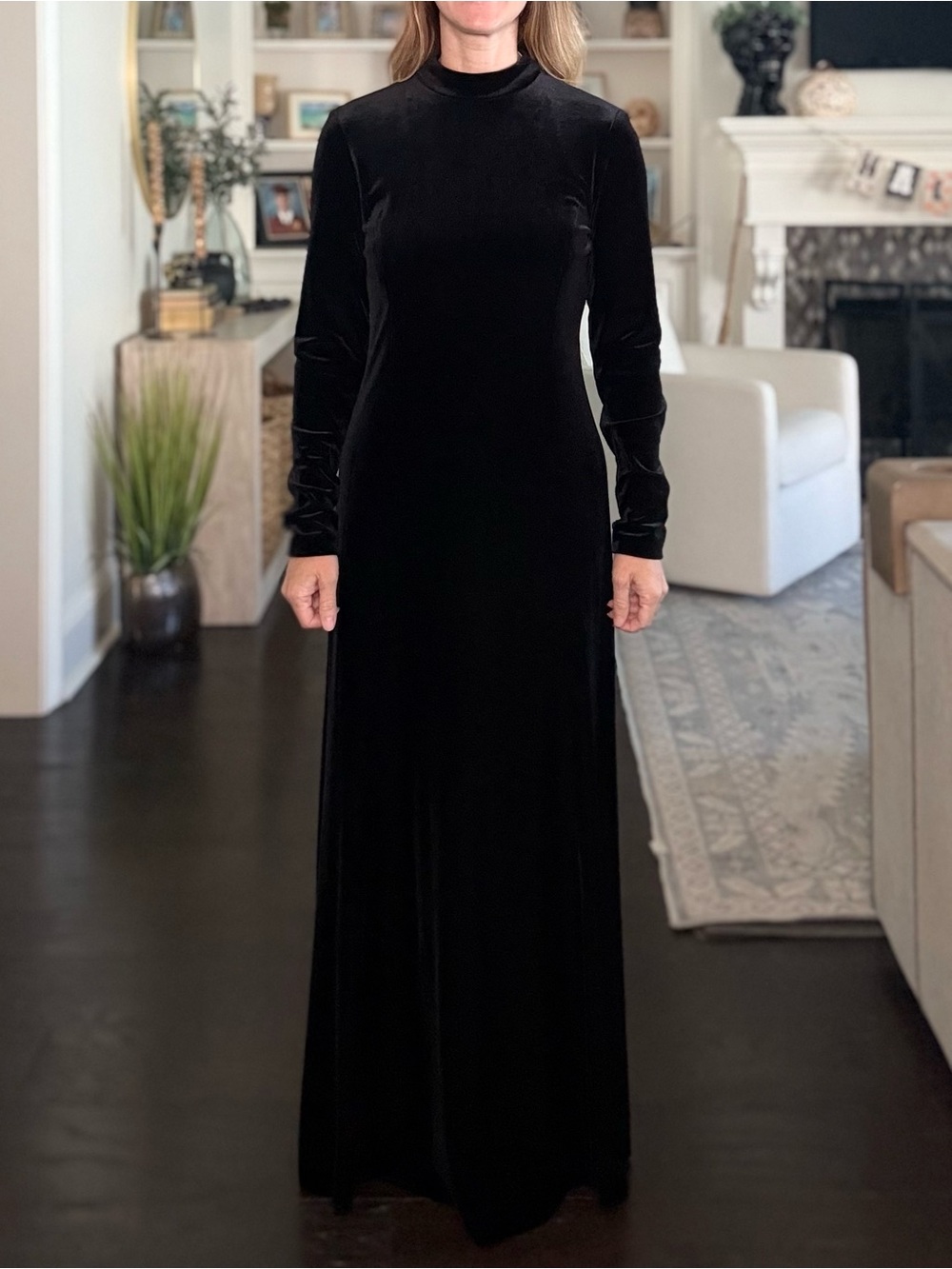 Vintage Oscar de la Renta Black Velvet Maxi Dress Size 8